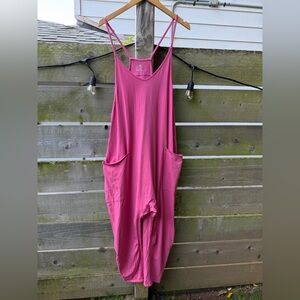 Free People FP Movement Hot Shot Onesie Jumpsuit Bubblegum Hot Pink Oversized